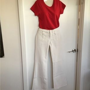 Vintage  White MFG. By Lucky Brand  Low Rise Dungarees Size 26. $ 40